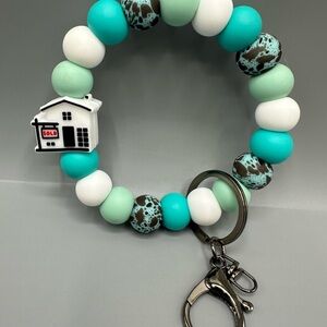 House Charm Silicone Beaded Wristlet, Hands Free Key Accessory, One of a Kind